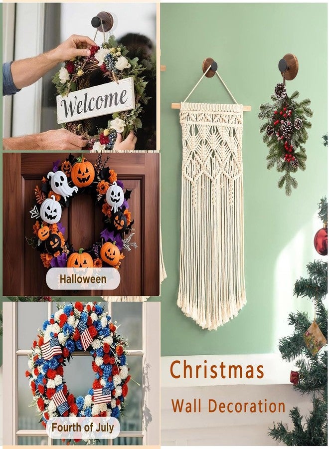 Aetherix Suction Cup Wreath Holder for Front Door Glass Door, Suction Cup Hooks for Shower, Bathroom, Window, Wall and Mirrors, Christmas & Halloween Wreath, Decor Hanger for Front Door（Wood Grain 3 Pcs） - Image 2